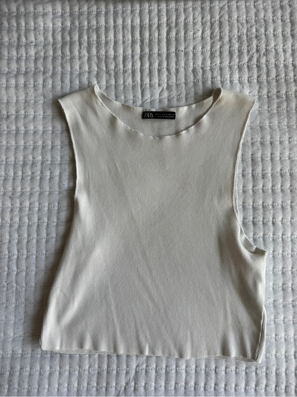 ZARA Cream Ribbed Tank Top